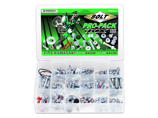 Kit de pernos BOLT  PRO-PACK KAWASAKI KX-KXF-KLXR – GALVANIZED